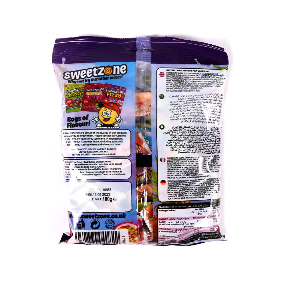 SWEETZONE MILKY MIX HARD CANDY POUCH 180 GM