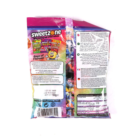 SWEETZONE SOUR FRUIT CHEWS CANDY POUCH 180 GM