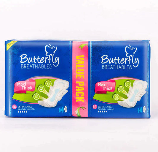 BUTTERFLY SANITARY NAPKINS MAXI THICK EXTRA LARGE 16 PCS