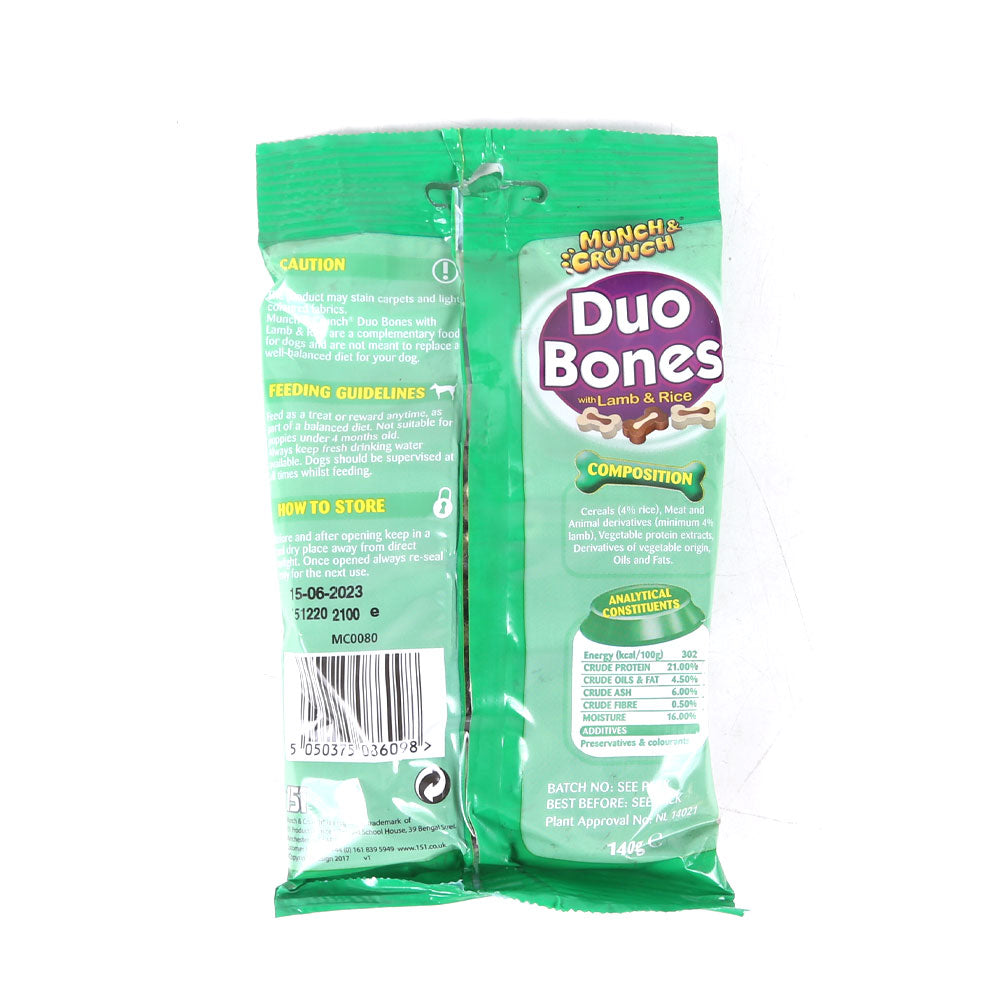 MUNCH & CRUNCH DOG FOOD DUO BONES WITH LAMBS & RICE 140 GM