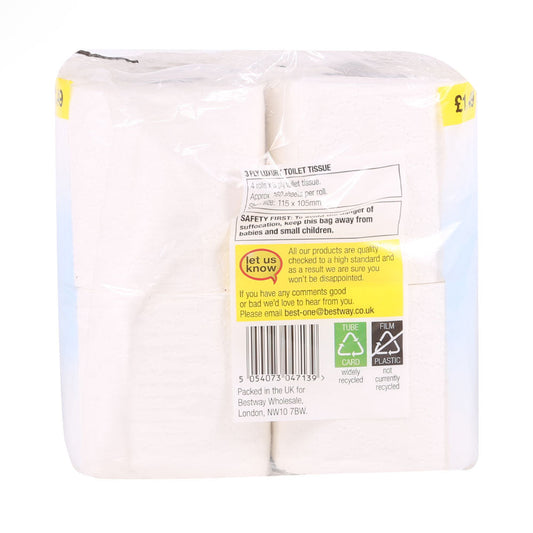 BEST ONE TOILET TISSUE CLASSIC WHITE 4 PC 3 PLY