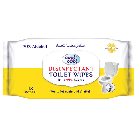 COOL & COOL DISINFECTANT LEMON TOILET WIPES 48PCS