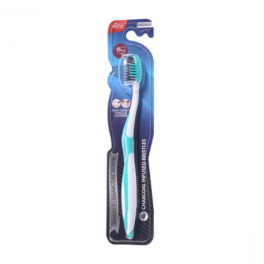 RIVAJ UK TOOTH BRUSH MEDIUM CHARCOAL WHITE SMART 746