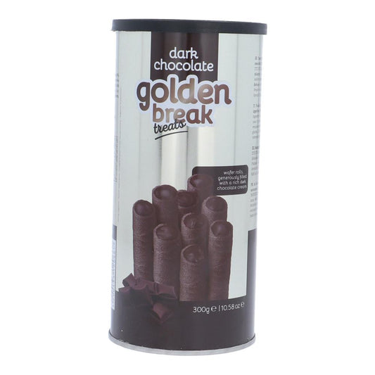 GOLDEN BREAK WAFER TREATS DARK CHOCOLATE TIN 300 GM