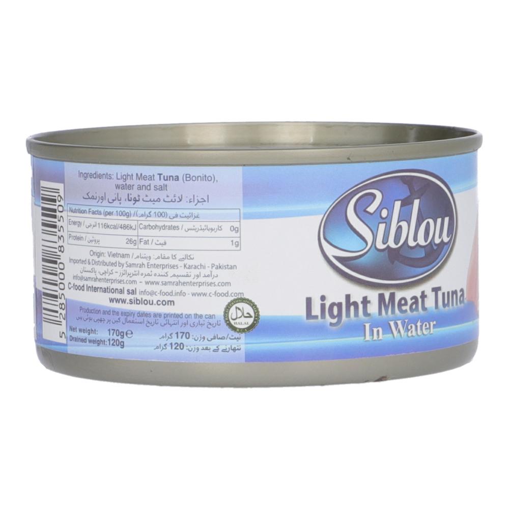 SIBLOU LIGHT MEAT TUNA CHUNKS IN WATER TIN 170GM