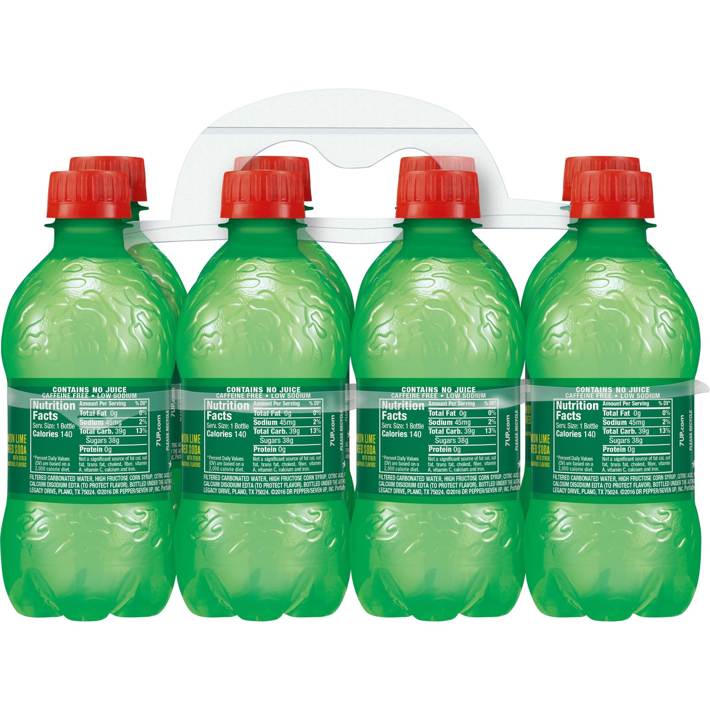 7UP Lemon Lime Soda, 12 fl oz, Bottle, 8 Pack, Allergens Free