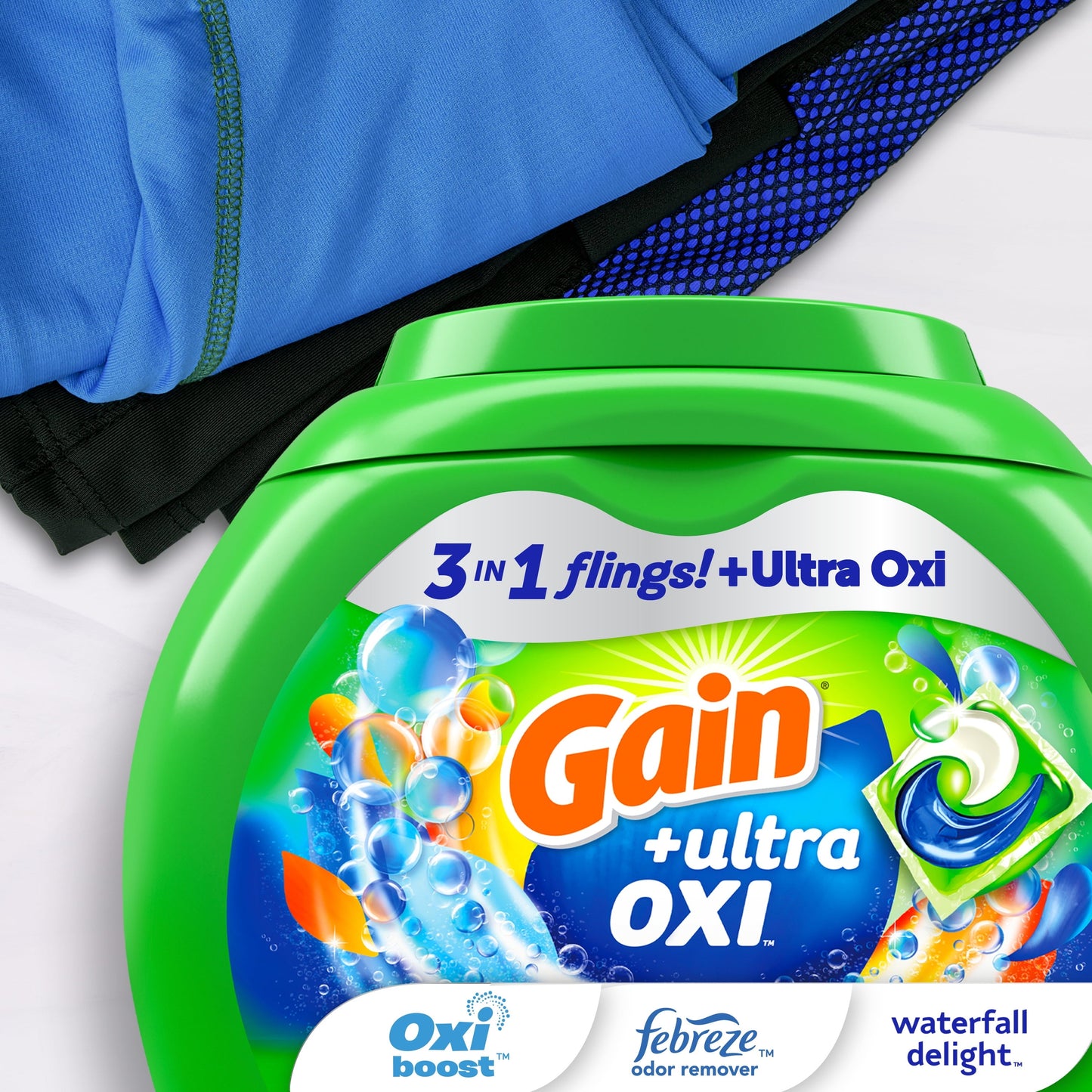 Gain Flings Ultra Oxi Laundry Detergent Pacs 112 Ct Waterfall Delight