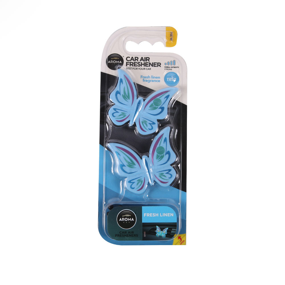 AROMA CAR AIR FRESHENER DOUBLE BUTTERFLY FRESH LINEN