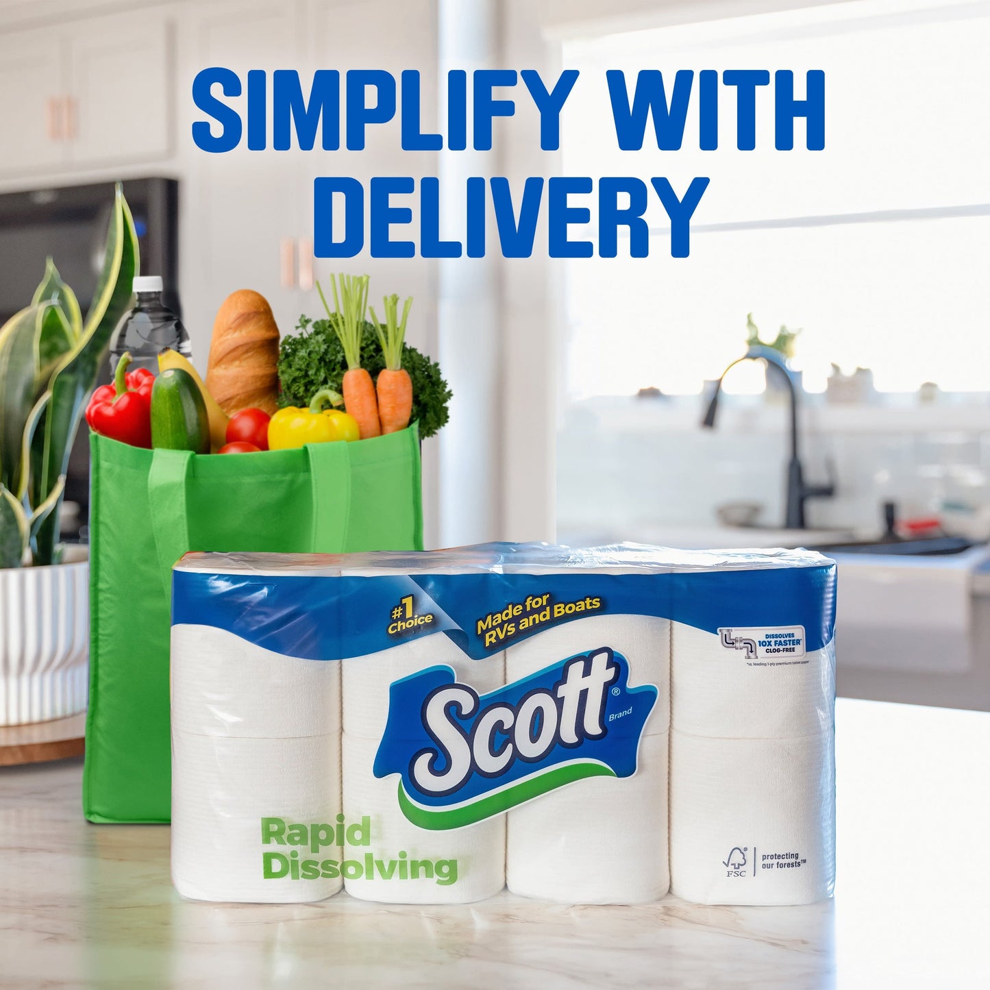 Scott Rapid-Dissolving Toilet Paper for RVs & Boats, 12 Double Rolls, 231 Sheets Per Roll (2,772 Total)