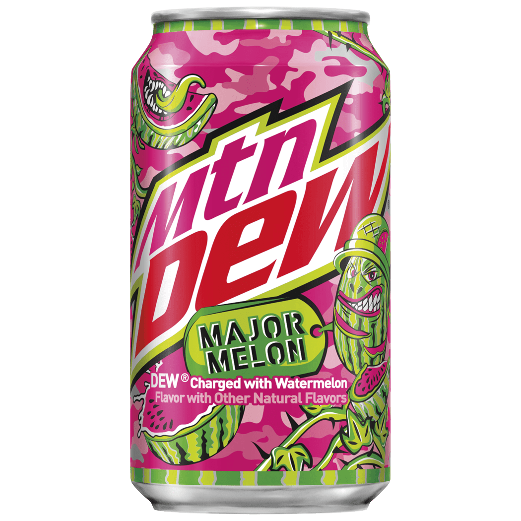 Mountain Dew Major Melon Watermelon Citrus Soda Pop, 12 oz, 12 Pack Cans