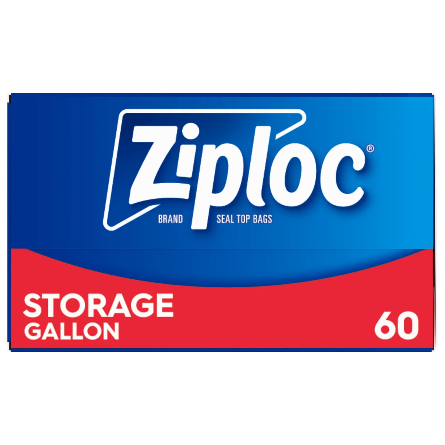 Ziploc Storage Gallon Bag, Stay Open Design, Grip 'n Seal Technology, Reusable, 60 Count