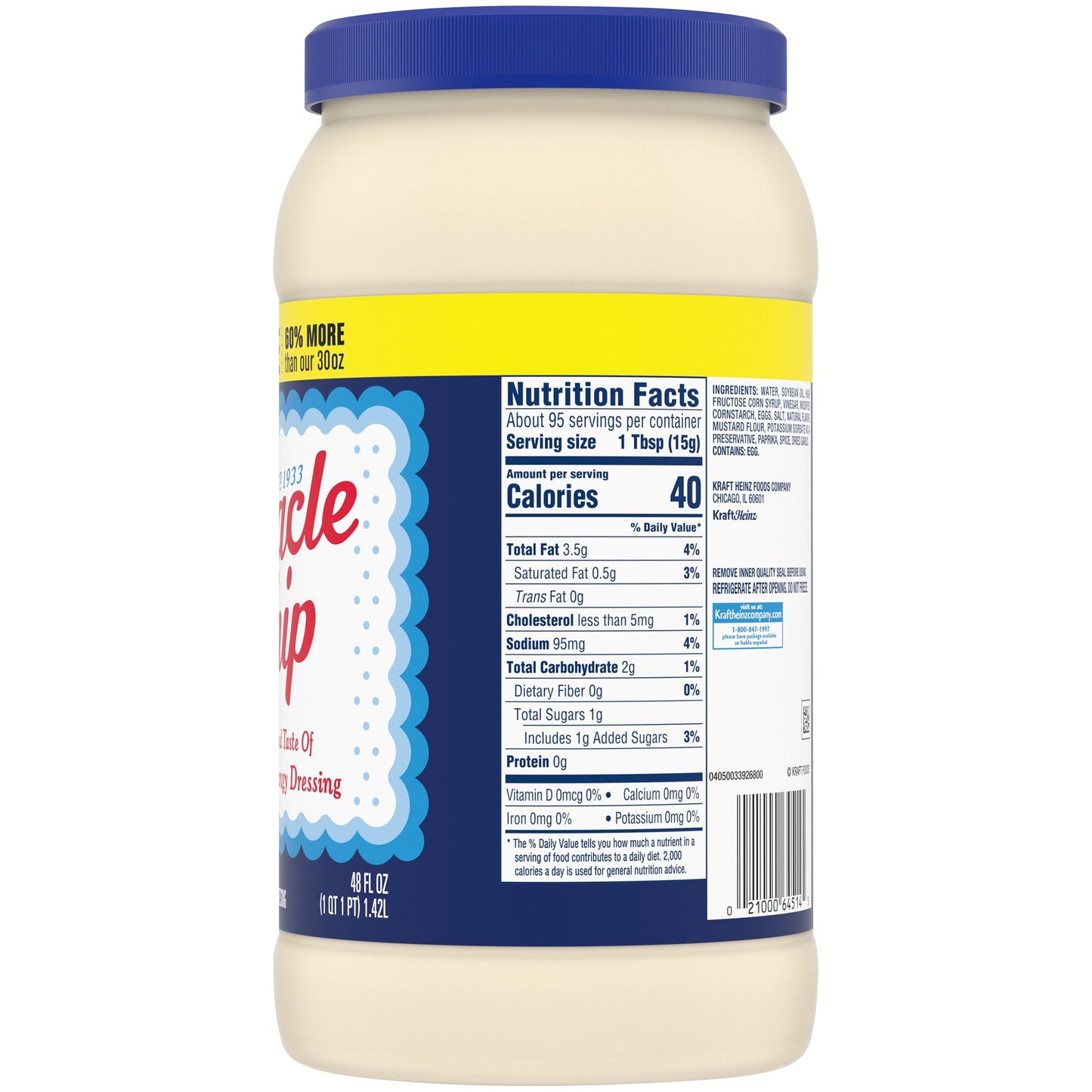 Miracle Whip Mayo-like Dressing Value Size Jar, 48 fl oz