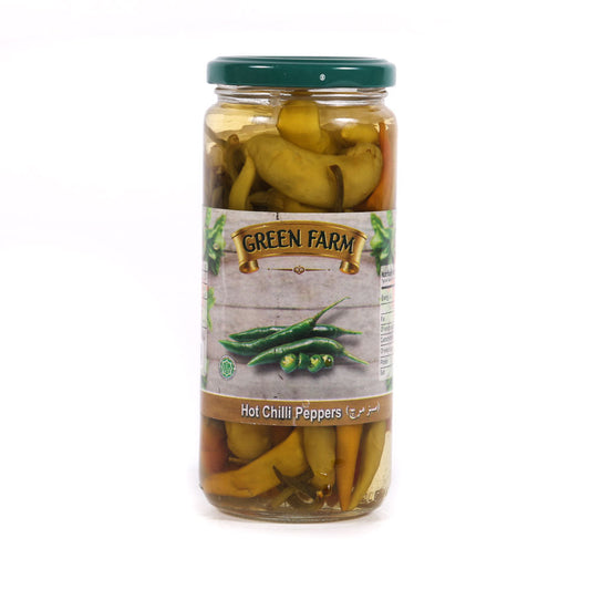 GREEN FARM PICKLE HOT CHILLI PEPPERS 450 GM