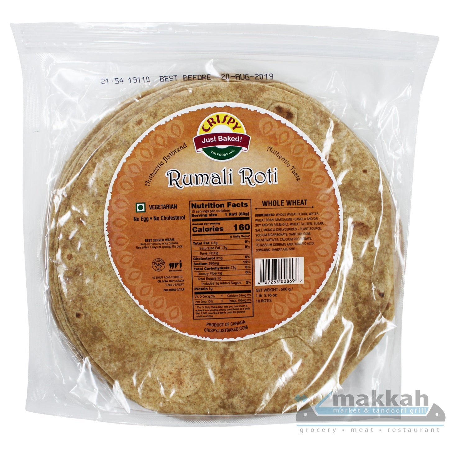 Crispy Rumali Roti Whole Wheat 600g