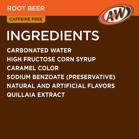 A&W Caffeine-Free, Low Sodium Root Beer Soda Pop, 7.5 Fl Oz, 10 Pack Cans