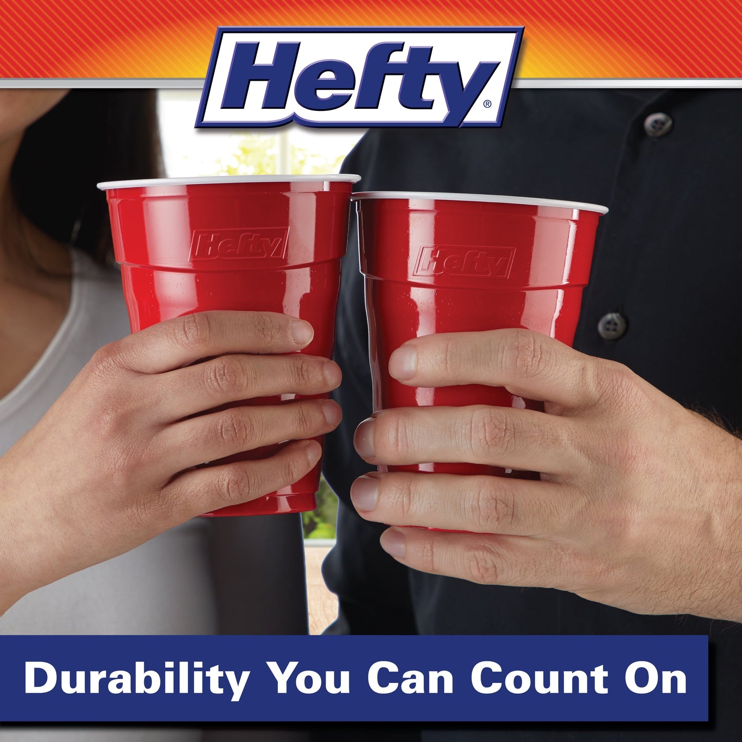 Hefty Party On Disposable Plastic Cups, Red, 18 Ounce, 50 Count