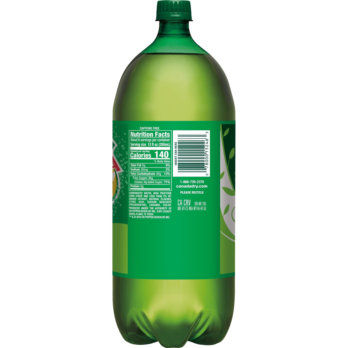 Canada Dry Ginger Ale Soda Pop, 2 L bottle