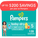 Pampers Baby Dry Diapers Size 5, 128 Count