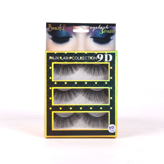 BEAUTIFUL KISS 9D EYE LASHES 3 PAIR PACK IR E-7300