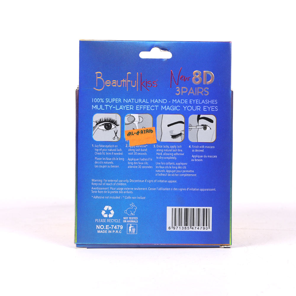 BEAUTIFUL KISS 8D EYE LASHES 3 PAIR IR E-7479