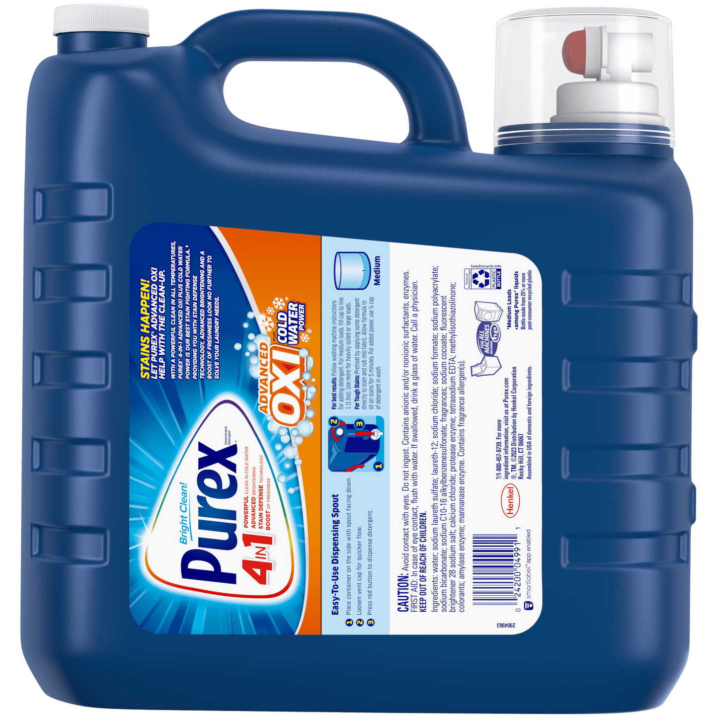 Purex Liquid Laundry Detergent Plus Oxi, Fresh Morning Burst, 265.5 Ounce, 177 Total Loads