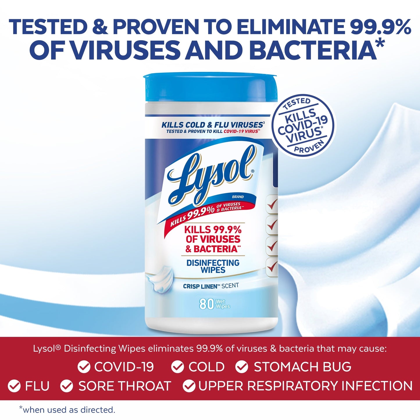 Lysol Disinfecting Wipes, Crisp Linen, 80ct