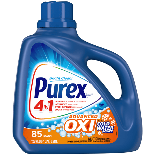 Purex Liquid Laundry Detergent Plus OXI, Stain Defense Technology, 128 Fluid Ounces, 85 Wash Loads