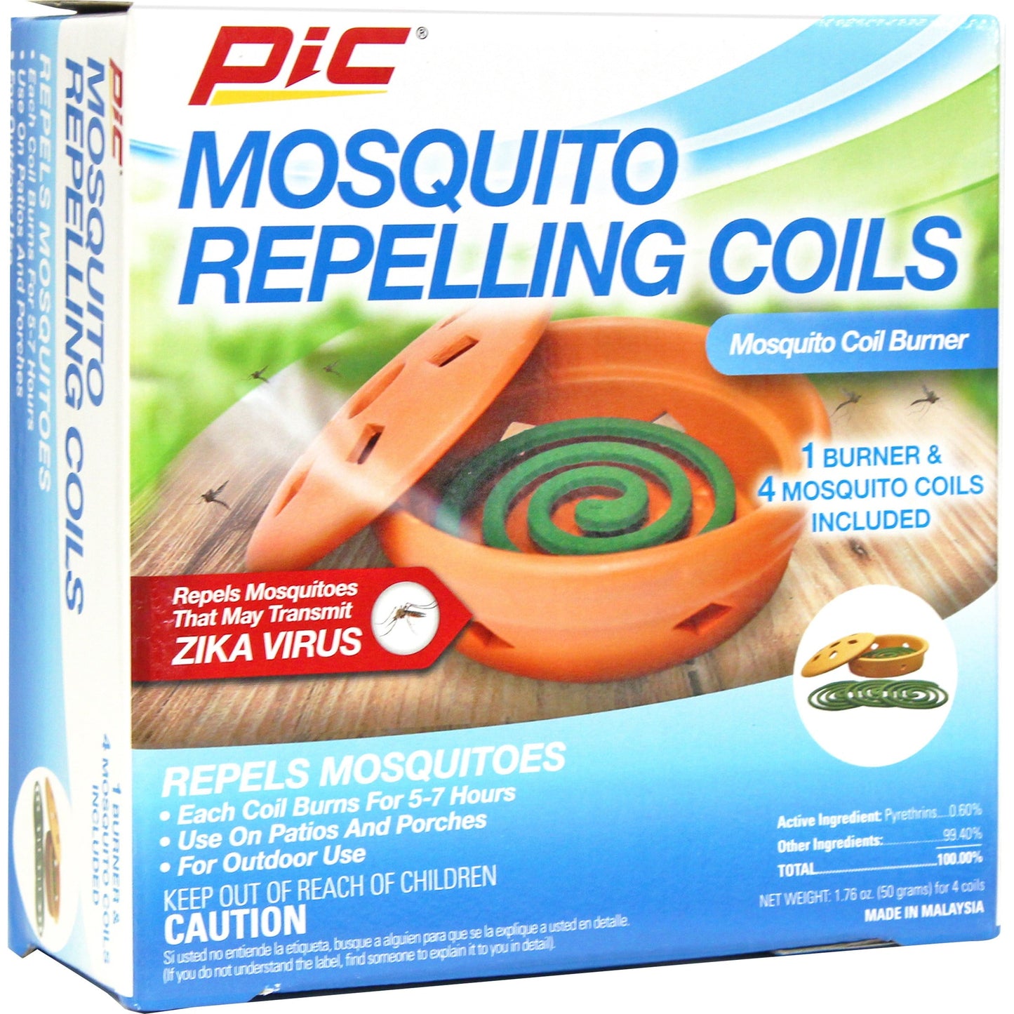 PIC Mosquito Coils with Terra Cotta Burner, Mosquito Repellent, 3 oz, 5 Pc Box