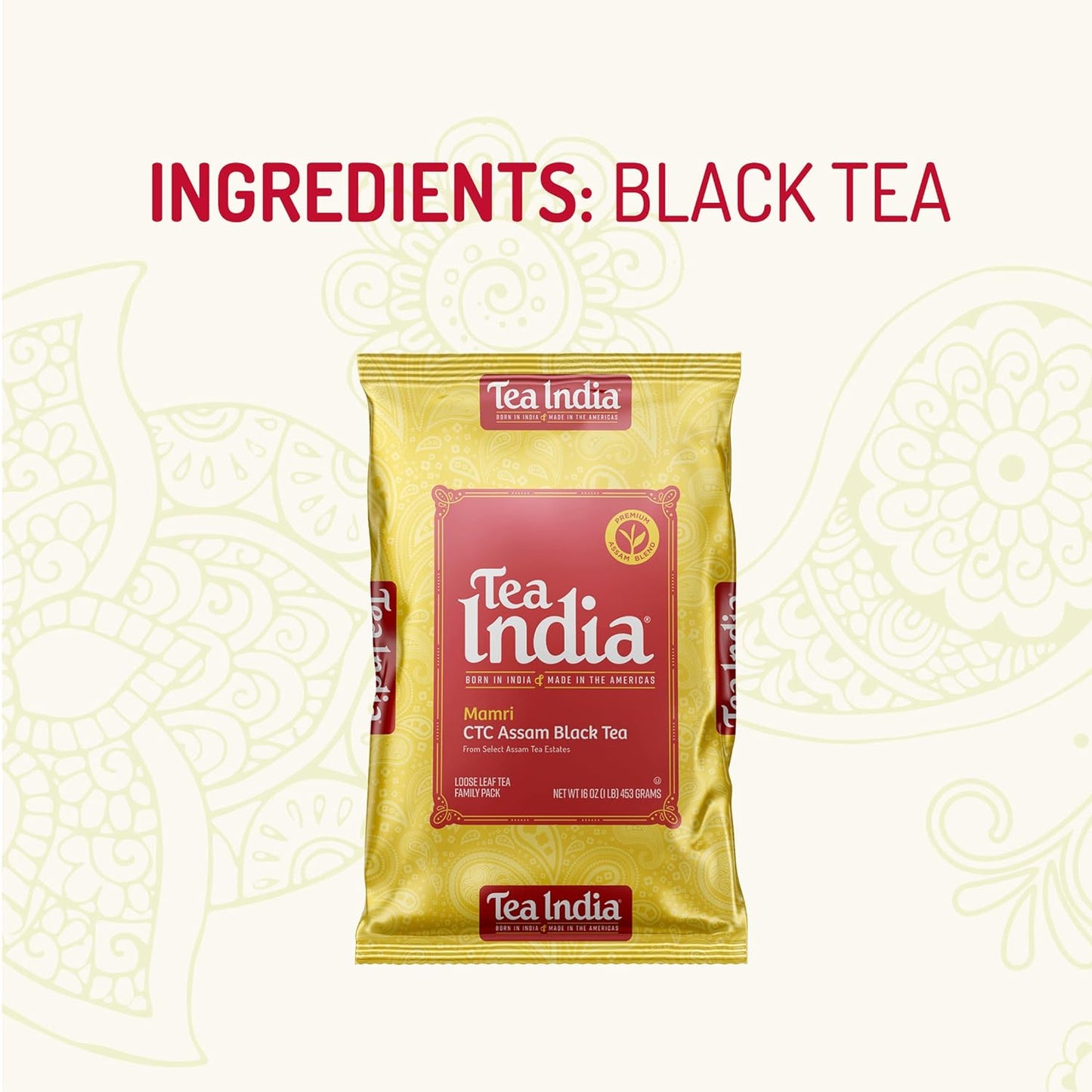 Tea India CTC Assam Loose Leaf Black Tea Strong, Full-Bodied Flavorful Blend Of Premium Black Tea Made with Natural Ingredients Traditional Indian Tea Caffeinated Iced Tea Breakfast Tea (32 Ounce)