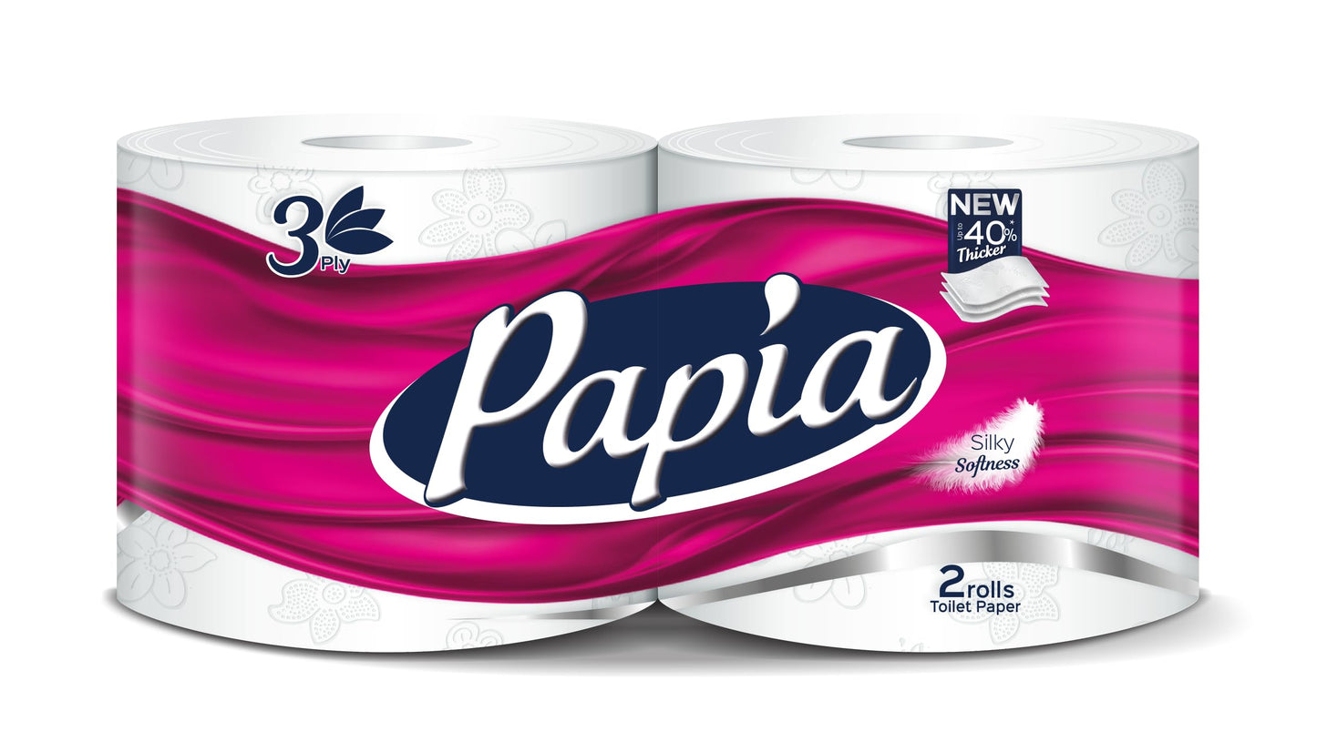 PAPIA TOILET ROLLS SILKY SOFTNESS 2PCS 3PLY