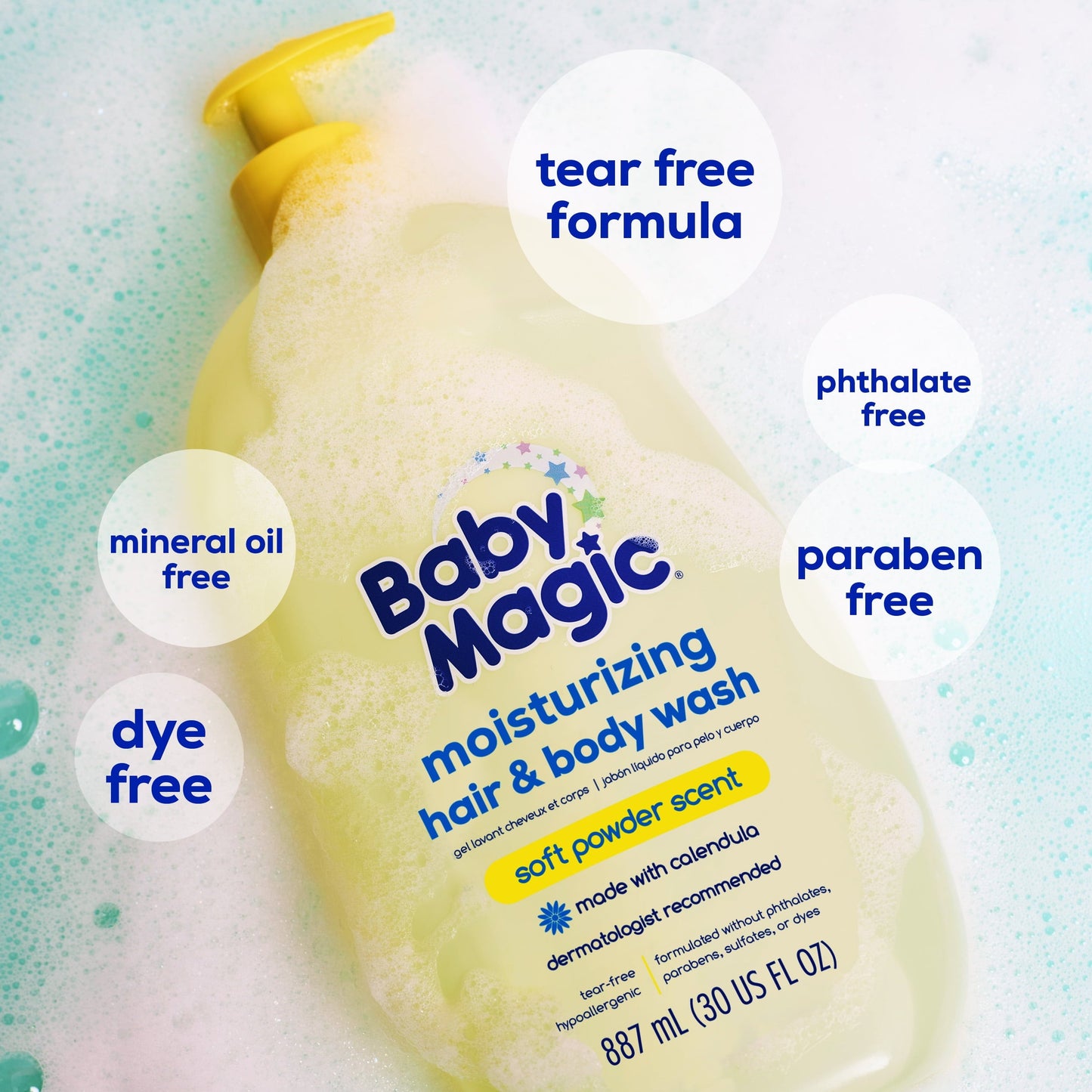 Baby Magic Tear-Free Gentle Hair and Body Wash, Soft Powder Scent, Hypoallergenic, 30 oz.