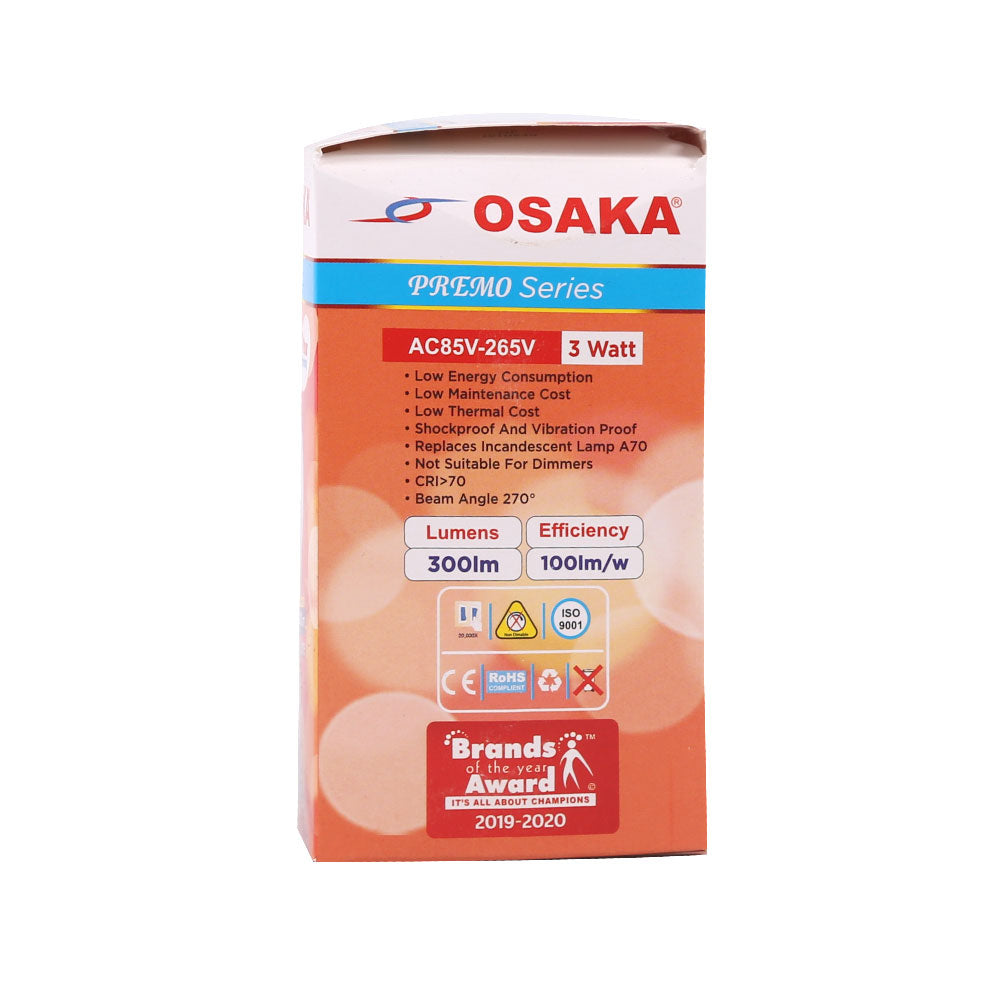 OSAKA 3 WATT DAY LIGHT LED BULB E27