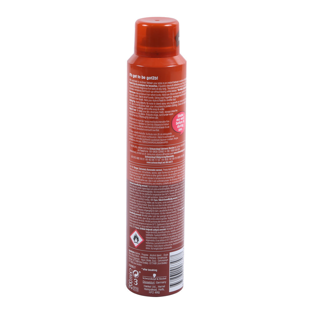 SCHWARZKOPF GOT2B DRY SHAMPOO DARK BROWN FRESH IT UP 200 ML