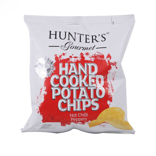 HUNTERS HAND COOKED POTATO CHIPS HOT CHILLI PEPPERS 40 GM