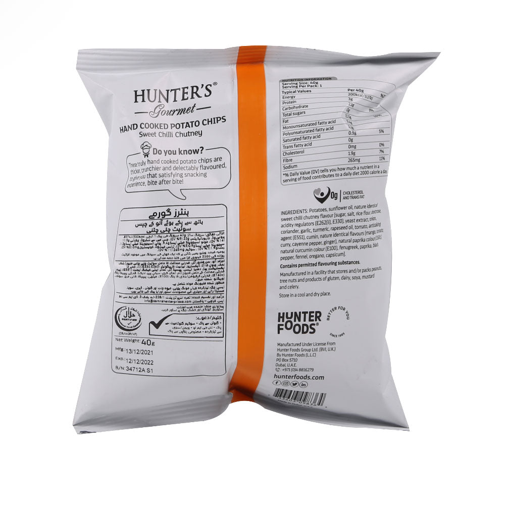 HUNTERS HAND COOKED POTATO CHIPS SWEET CHILLI CHUTNEY 40 GM