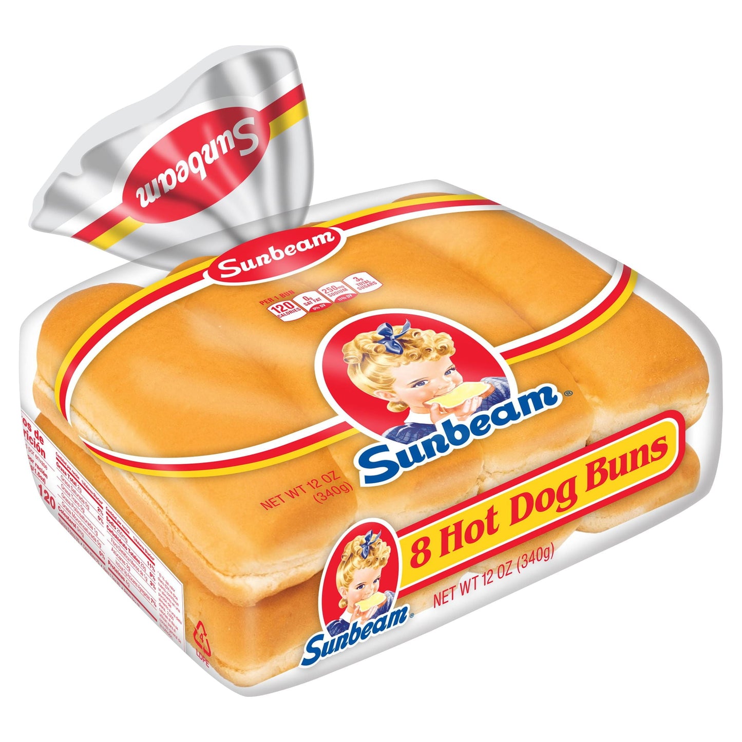 Sunbeam Hot Dog Buns, Enriched White Bread Hot Dog Buns, 8 Count