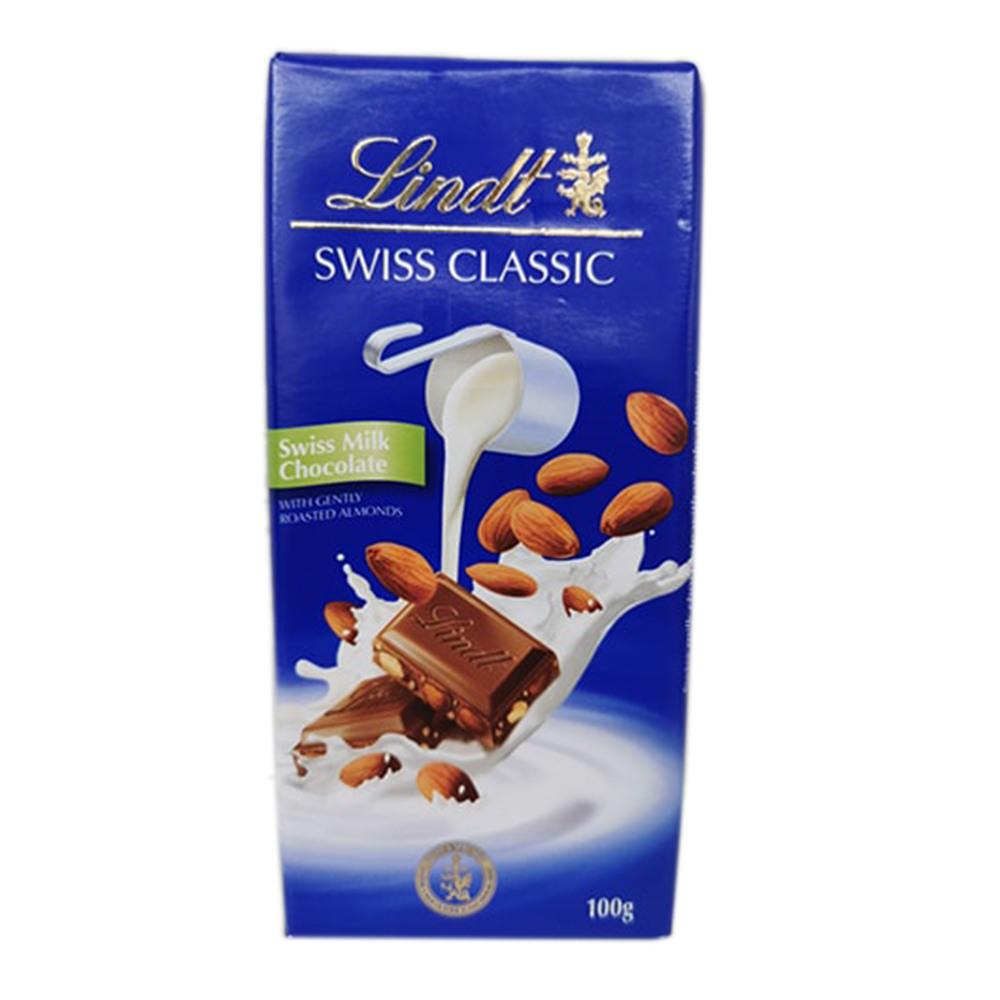 LINDT SWISS CHOCOLATE MILK ALMOND 100 GM