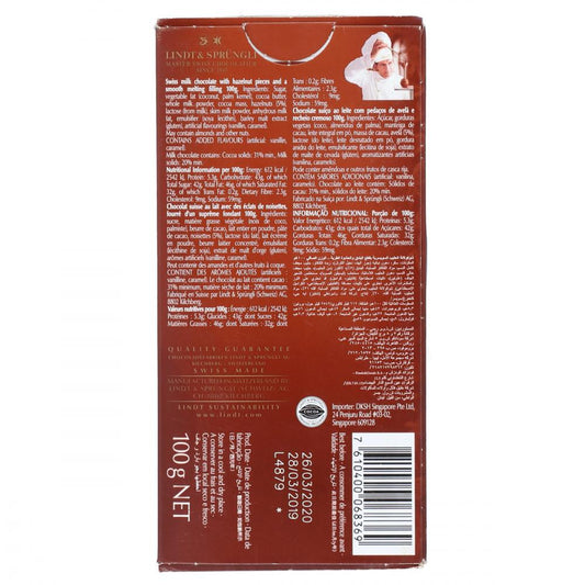 LINDT LINDOR CHOCOLATE HAZELNUT 100 GM