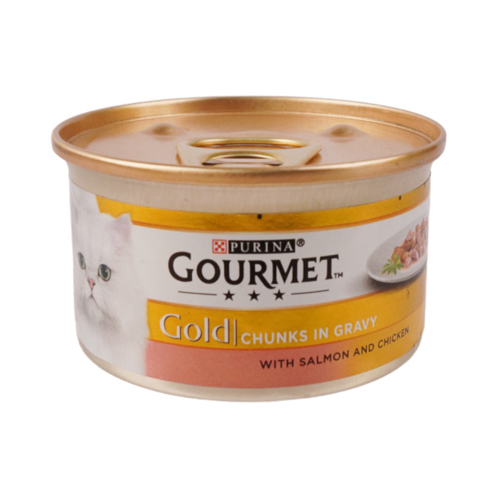 PURINA GOURMET CAT FOOD GOLD CHUNKS SALMON CHICKEN 85 GM