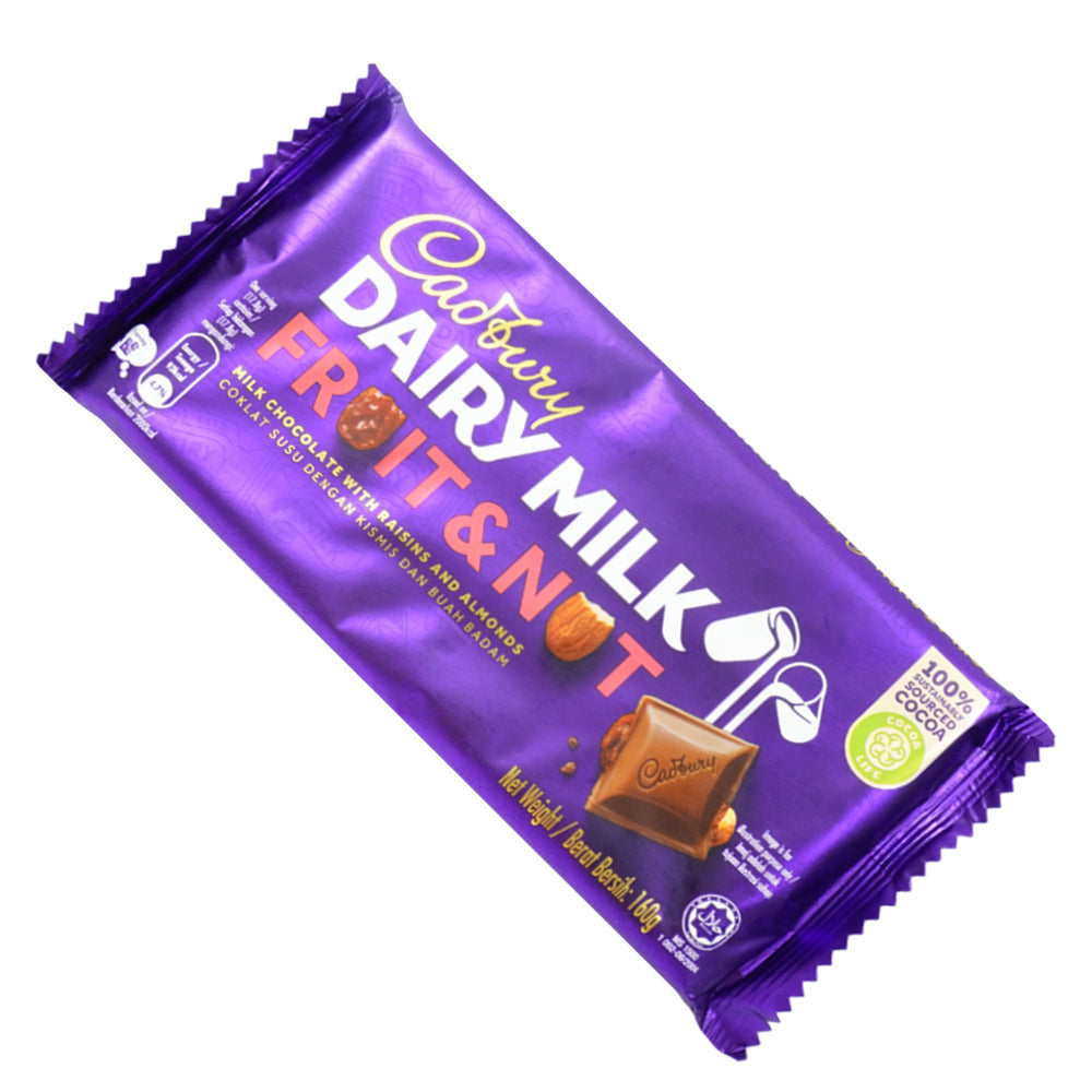 CADBURY DAIRY MILK CHOCOLATE FRUIT AND NUT 160 GM