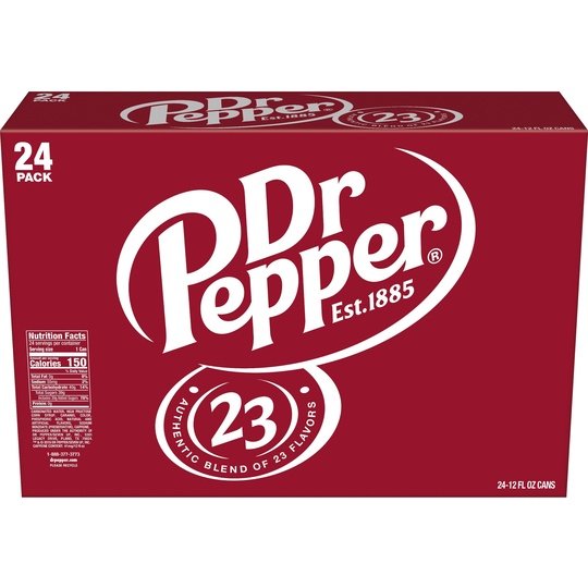 Dr Pepper Soda, 12 fl oz cans, 24 pack