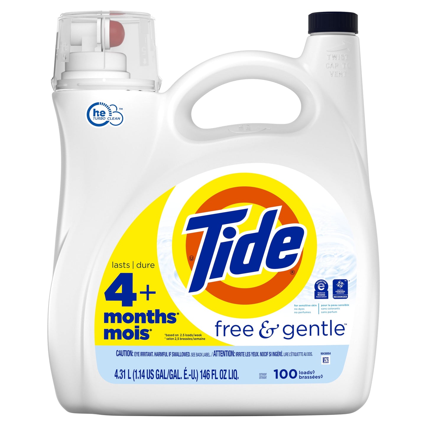 Tide Free & Gentle Liquid Laundry Detergent, 100 Loads 146 fl oz