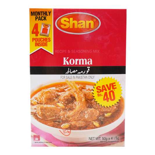 SHAN KORMA MASALA MONTHLY PACK 4X50 GM