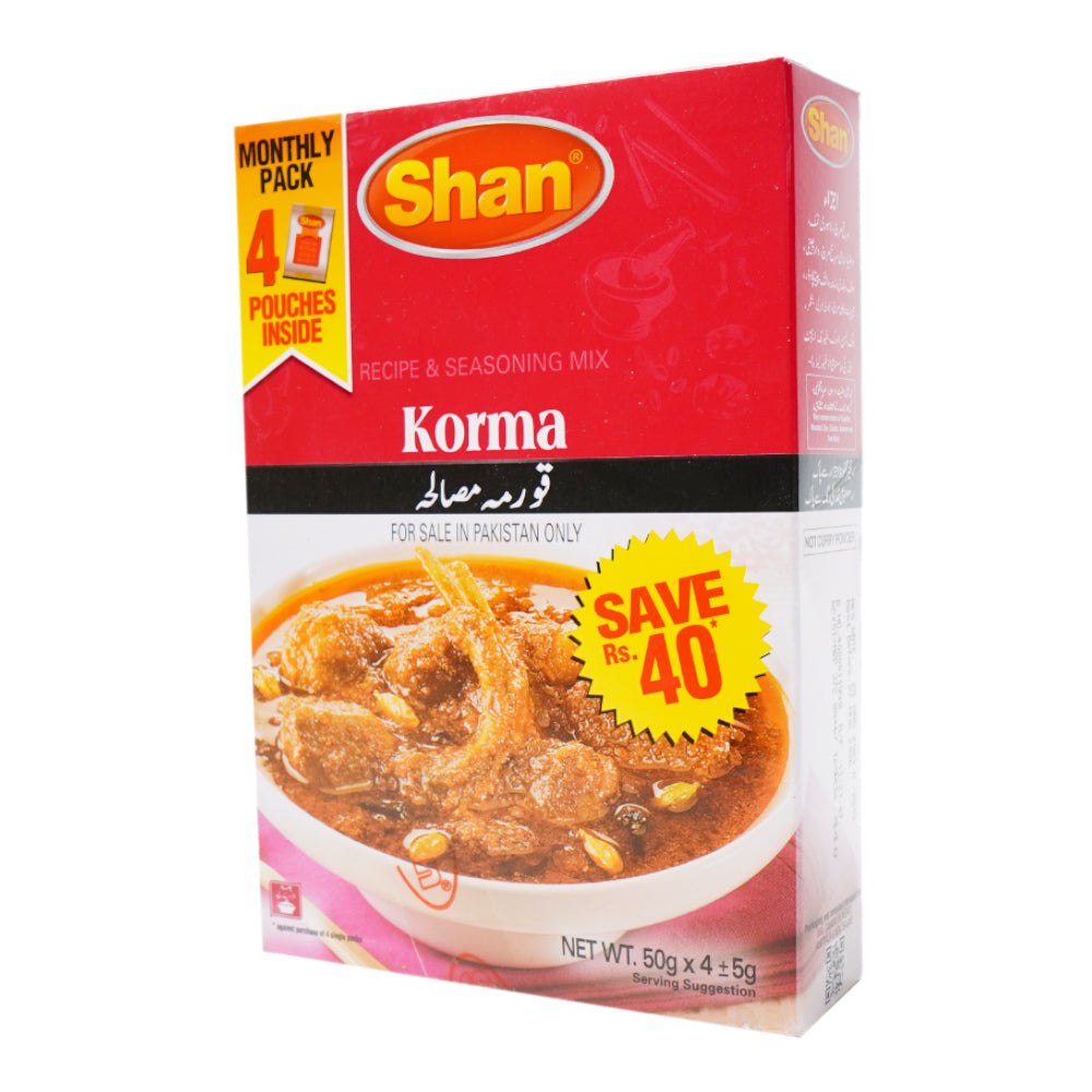 SHAN KORMA MASALA MONTHLY PACK 4X50 GM