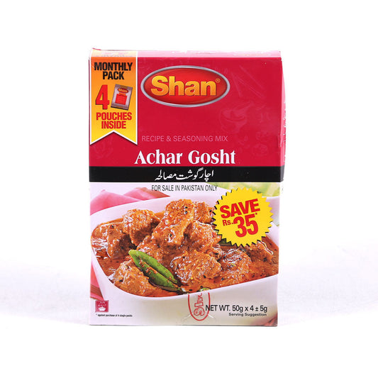 SHAN ACHAR GOSHT MASALA MONTHLY PACK 4X50 GM