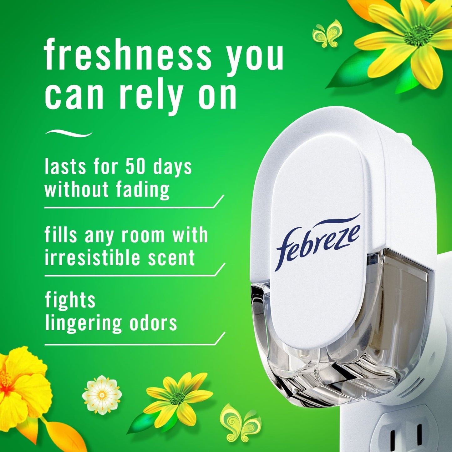 Febreze Fade Defy Plug Air Freshener & Odor Fighter Starter Kit Gain Scent  0.87 fl. oz. Oil Refill