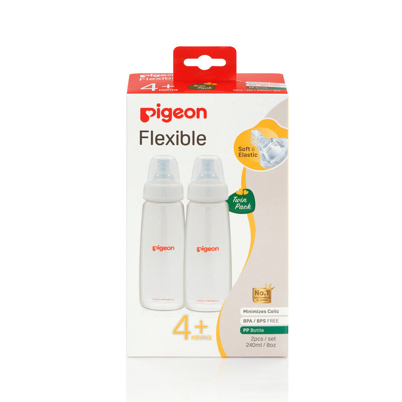 PIGEON FEEDING BOTTLE FLEXIBLE SOFT ELASTIC 4M+ 240 ML 79407