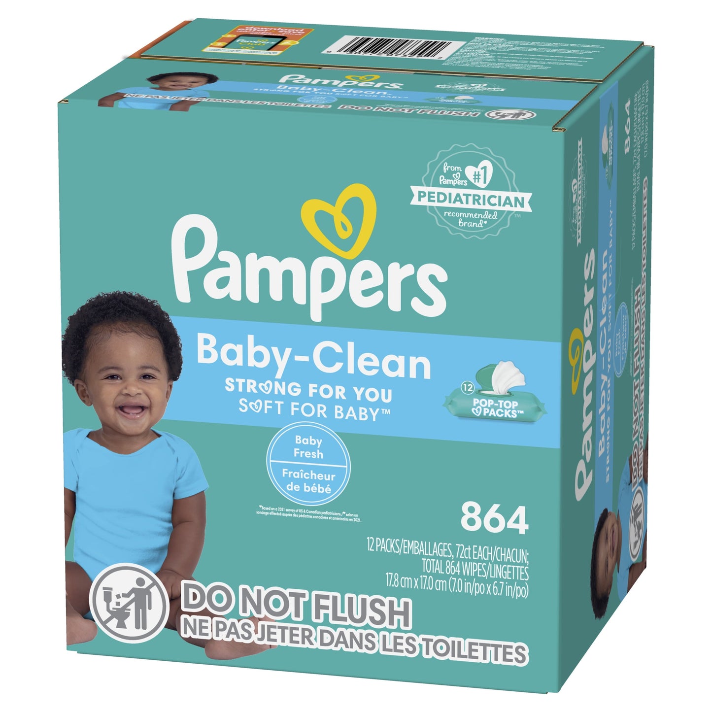 Pampers Flip Top Wipes Baby Fresh 12x 864 Wipes