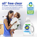 all Liquid Laundry Detergent, Free Clear for Sensitive Skin, 88 Fluid Ounces, 58 Loads