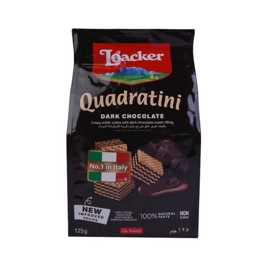 LOACKER WAFER QUADRATINI DARK CHOCOLATE125GM BASIC